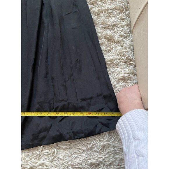Vintage Pancaldi & B Skirt Black Silk Pleated Mid Length A-Line Size 3 / Medium - Picture 6 of 11